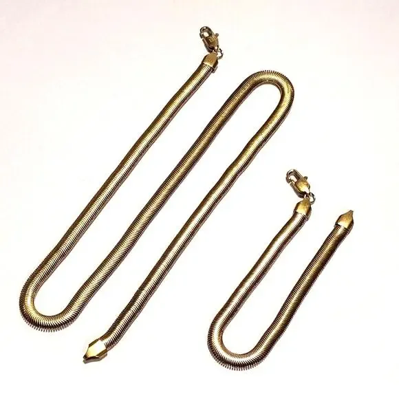 18k Gold Plated Necklace & Bracelet Snake Chain Birthday Valentine's Gift NEW!